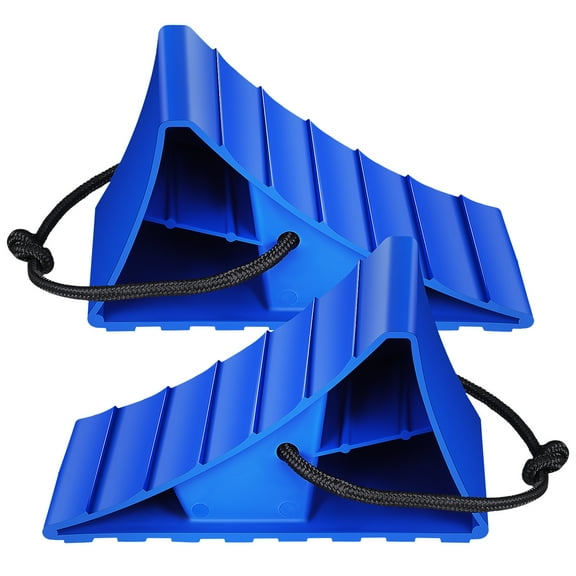 WHAMVOX Blue Heavy Duty Wheel Chocks with Rope Handle for Car Use Suitable for Indoors and Outdoors 2pcs