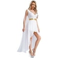 thumbnail image 3 of TiaoBug Ladies Greek Queen Princess Toga Flowy Split Dress Roman Empress Greek Party Costume White XL, 3 of 6
