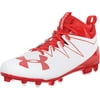Under Armour Men's Nitro Mid MC Football Cleat, White/Red, 10 D(M) US