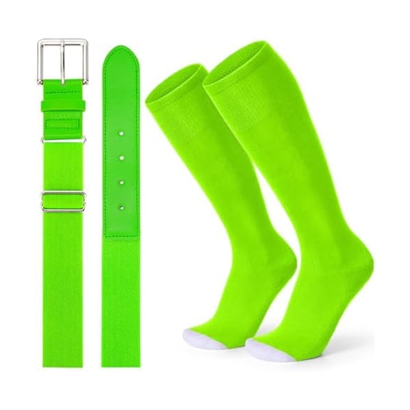 Eryueer Baseball Softball Socks and Baseball Softball Belt Combo Set Knee-High Soccer Socks for Kids Youth Adult