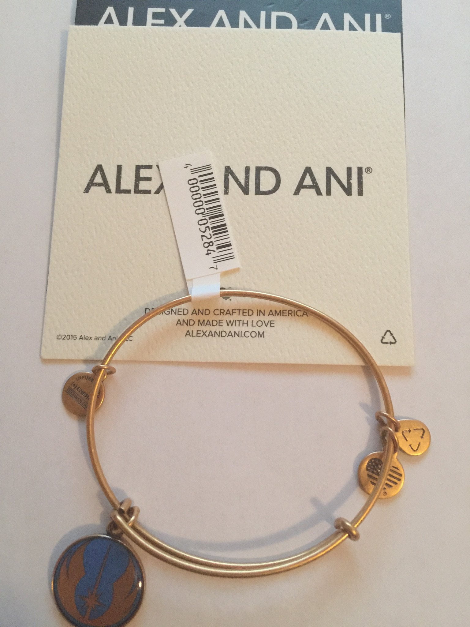 NEW Disney ALEX AND ANI Star Wars Jedi Order Blue GOLD Charm Bracelet 