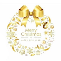 Winter Wreath Clings, Gold/Green, 1pc Christmas Wreath Window Sticker, Large DIY Static Wall Window Door Mural Showcase Sticker-19x17.7in(Gold)