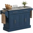 thumbnail image 1 of HOMCOM Kitchen Island with Storage, Rolling Kitchen Cart, Navy Blue, 1 of 10