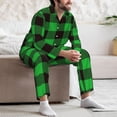 thumbnail image 7 of Naloa Buffalo Plaid Green Black Men’s Pajamas Set - Long Sleeve Button Down Sleep Shirt and Pajama Bottoms Sleepwear Set-Large, 7 of 7