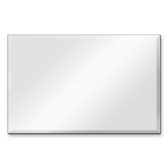 Dulles Glass 24" x 36" Rectangle Beveled Mirror, with Hooks, No Frame, 1/4" Thick Glass, for Bedroom, Hall
