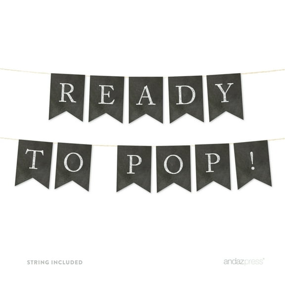 Ready To Pop Vintage Chalkboard Baby Shower Pennant Party Banner