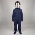 thumbnail image 4 of Cozy Navy Horror Cosplay Onesie for Adults, Classic Horror Style Full Body Onesie with Zipper & Pockets for Halloween Sleepwear Cosplay(Blue,XXL), 4 of 7