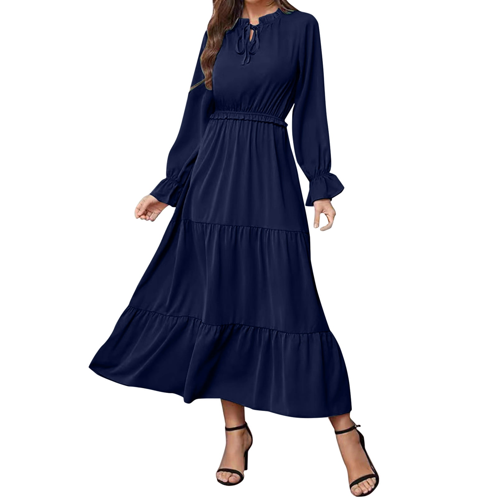 ワンピース PLAIN FW25 LONG SLEEVES MAXI DRESS (3495G4331 NOTTEAC) GZWYHT Dresses for Women 2025,Maxi Dresses Women's Solid