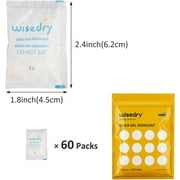 wisedry 5 Gram [60 Packs] Silica Gel Packets Rechargeable Desiccant Pouches with Color Indicating Beads Reusable Moisture Absorbers Bags for Gun Safes Closet Tools Storage Food Grade