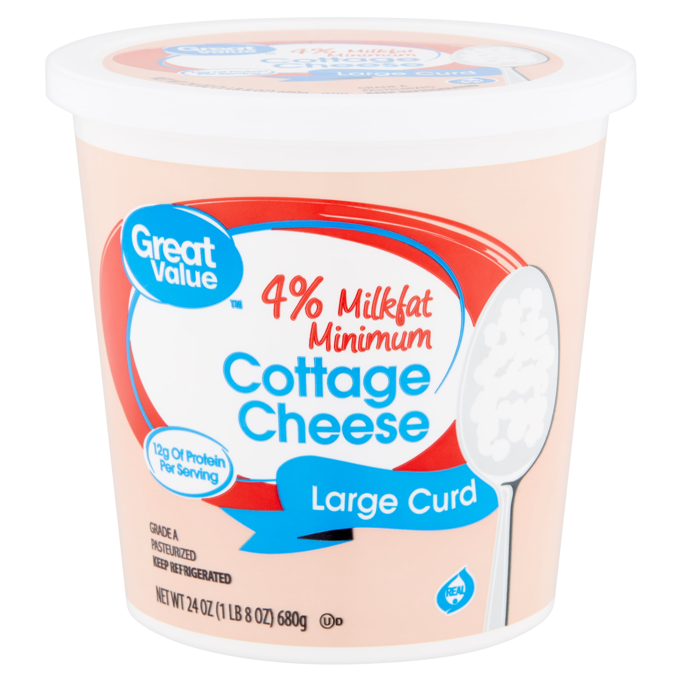 Great Value 4 Milkfat Minimum Large Curd Cottage Cheese 24 Oz