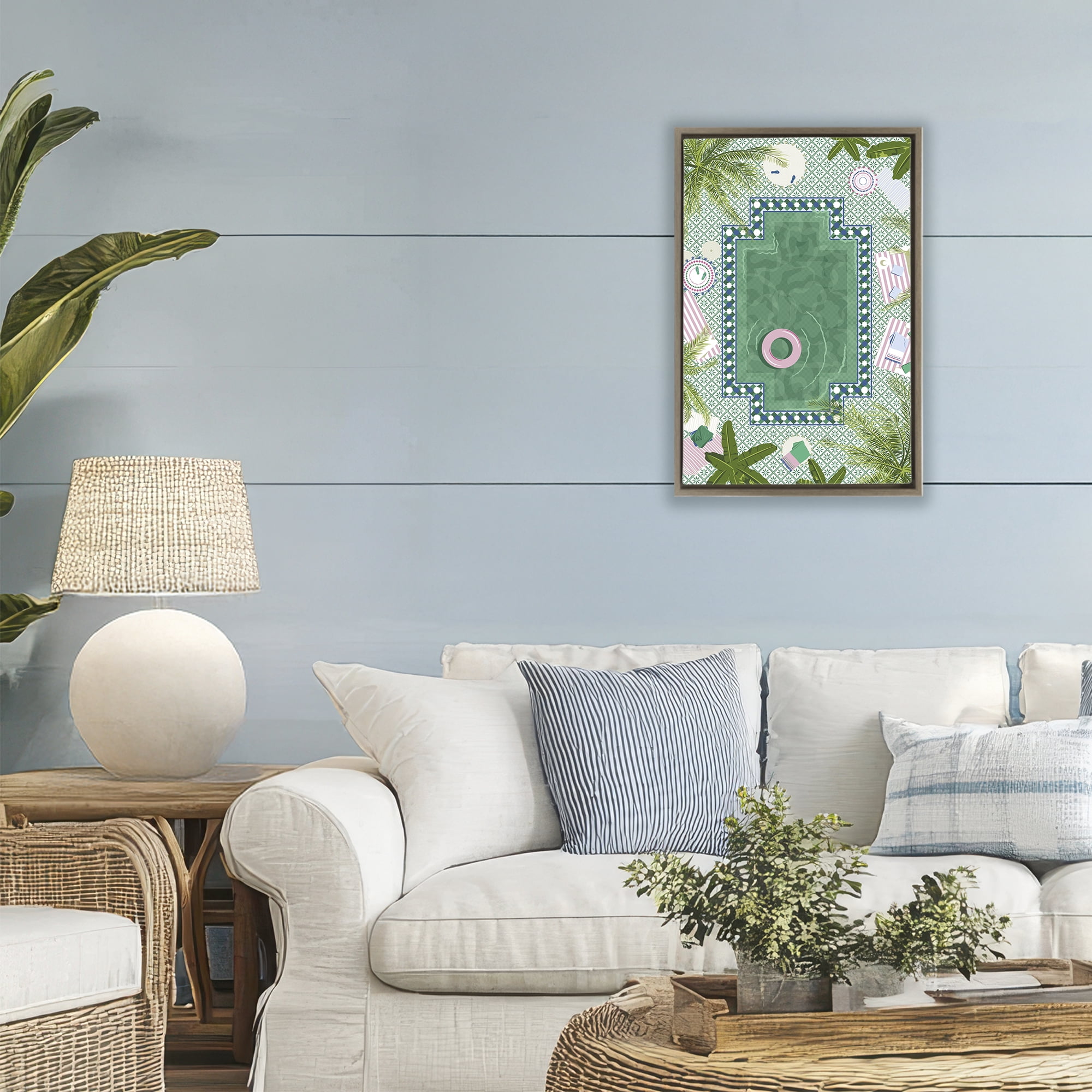 Stupell Industries Morocco Riad Pool Brown Framed Floater Canvas Wall Art, design by Vero Illustrates