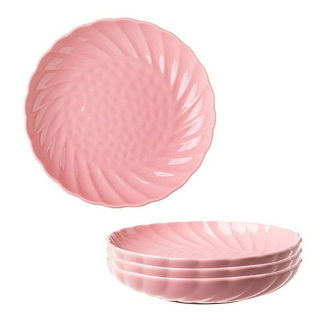 

Qeeadeea Salad Bowls Large Serving Ceramic Pasta Salad Serving Bowl Colorful Deep Soup Plate Set Of 4-Pink-26cm