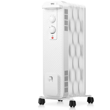 

Gymax 1500W Space Heater Oil Filled Radiator with 3 Heating Modes White