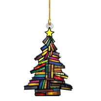 Christmas Tree Pendant Christmas Book Tree Suncatcher Ornament Car Pendant Christmas Acrylic Decoration Holiday