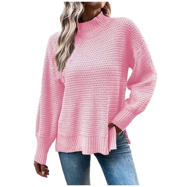 Qertyioot Pull pour Femmes, Mode Décontractée Manches Longues Col Rond Pull Tricoté