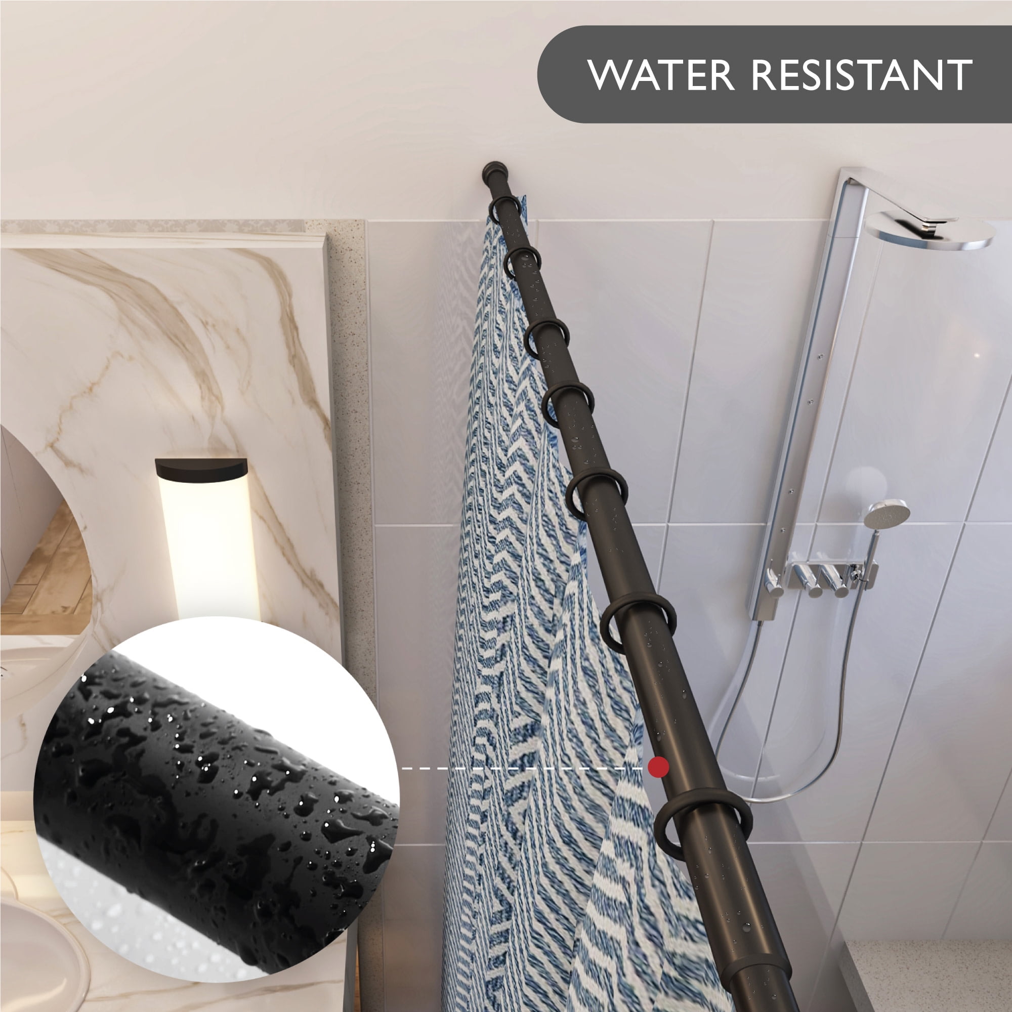 Design House Steel 36"-63" Expandable Tension Shower Curtain Rod