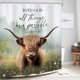 thumbnail image 3 of Cortina de ducha con versículo bíblico de Highland Cow, estilo granja, toro occidental, bosque brumoso, palabras inspiradoras, flores silvestres, citas cristianas, 60 x 72 pulgadas, accesorios de, 3 of 4