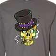 thumbnail image 4 of Inktastic Mardi Gras Skull with Cigar Long Sleeve T-Shirt, 4 of 5