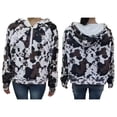 thumbnail image 2 of Y2k Quarter Zip Pullover Sweater Women Oversized Cute Hoodie Colorful Patchwork Cow Print Hoodies Dark Brown XS, 2 of 7