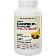 4 Pack - American Health Acidophilus Chewable with Bifidus Assorted Natural Fruit Flavor Wafers 100 ea