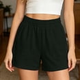 thumbnail image 4 of Women High Waisted Sweat Shorts - Sweatshorts for Women Side Zipper Casual Workout Pull on Elastic Waist Running Shorts with Pockets, Black, m, 4 of 9