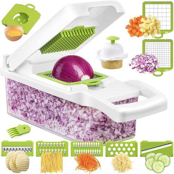 Vegetable Chopper Dicer Onion Chopper Pro Food Chopper Vegetable Cutter Veggie Chopper and Dicers Vegetable Slicer and Chopper for Kitchen Mandolin Garlic Chopper with Container