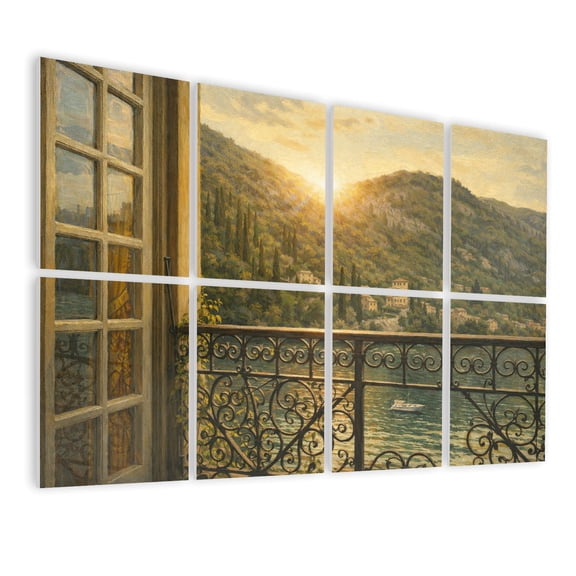 8 Pack Art Acoustic Panels Sound Absorbing Window Varenna Lake Como Italy Decorative Soundproof Wall Panels Self Adhesive for Nursery Game Room Office Bedroom Italy Lover 48"x32"