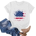 thumbnail image 3 of Hauts d'Été Grande Taille pour Femmes Imprimé Jour de l'Indépendance Manches Courtes Col Rond Décontracté Ample T-Shirts Graphiques Col en V Femmes en Solde, 3 of 4