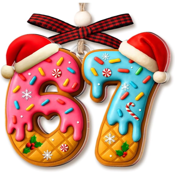 67 Ornament - Donut 67 Christmas Ornament - Funny Christmas Ornaments - 6 7 Six Seven Meme Gifts for Kids, Girls - Trendy Stocking Stuffers for Teens - Acrylic 6 7 Trending Ornaments Decorations 2025