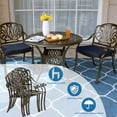 thumbnail image 5 of MEETWARM 3 Piece Patio Bistro Set, Outdoor All-Weather Cast Aluminum Dining Furniture Set Includes 2 Cushioned Chairs and a 35.4” Round Table with Umbrella Hole for Garden Deck, Navy Blue, 5 of 7