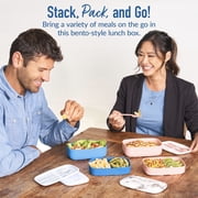 Bentgo Classic - Adult Bento Box, Stackable 3-Compartment Lunch Box with Removable Utensil Set and Sealing Strap, BPA-Free, Food Container Ideal for Meal Prep, Work, and On the Go (Blue)