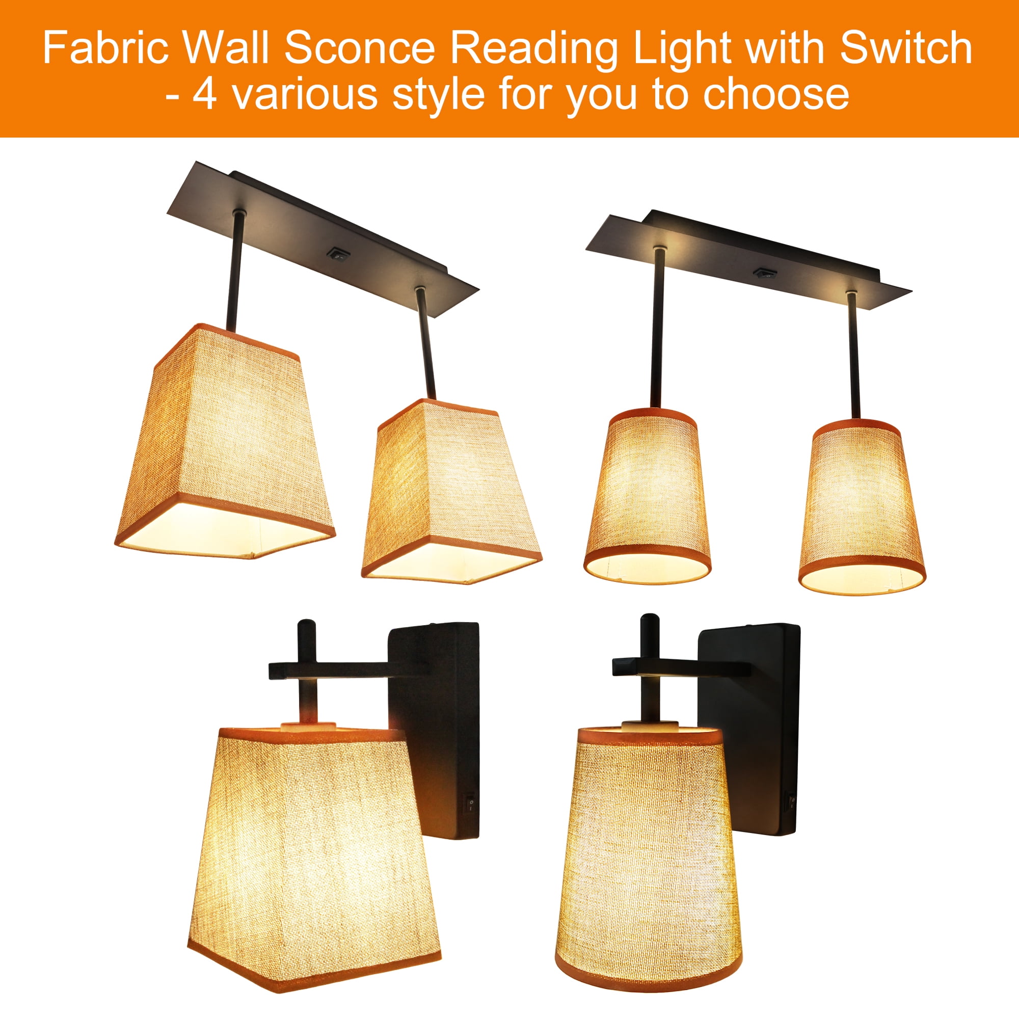 Facon Decorative Fabric RV Light Fixture with On&Off Switch, LED