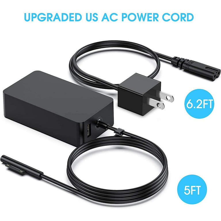 Surface Pro Charger 65W 15V 4A Charger for Surface Pro 3/4/5/6/7/8/9/X Power Supply Compatible for Both Microsoft Surface Book Laptop/Tablet，Works with 65W&44W&36W&24W (6.6 Ft Cord) - Walmart.com