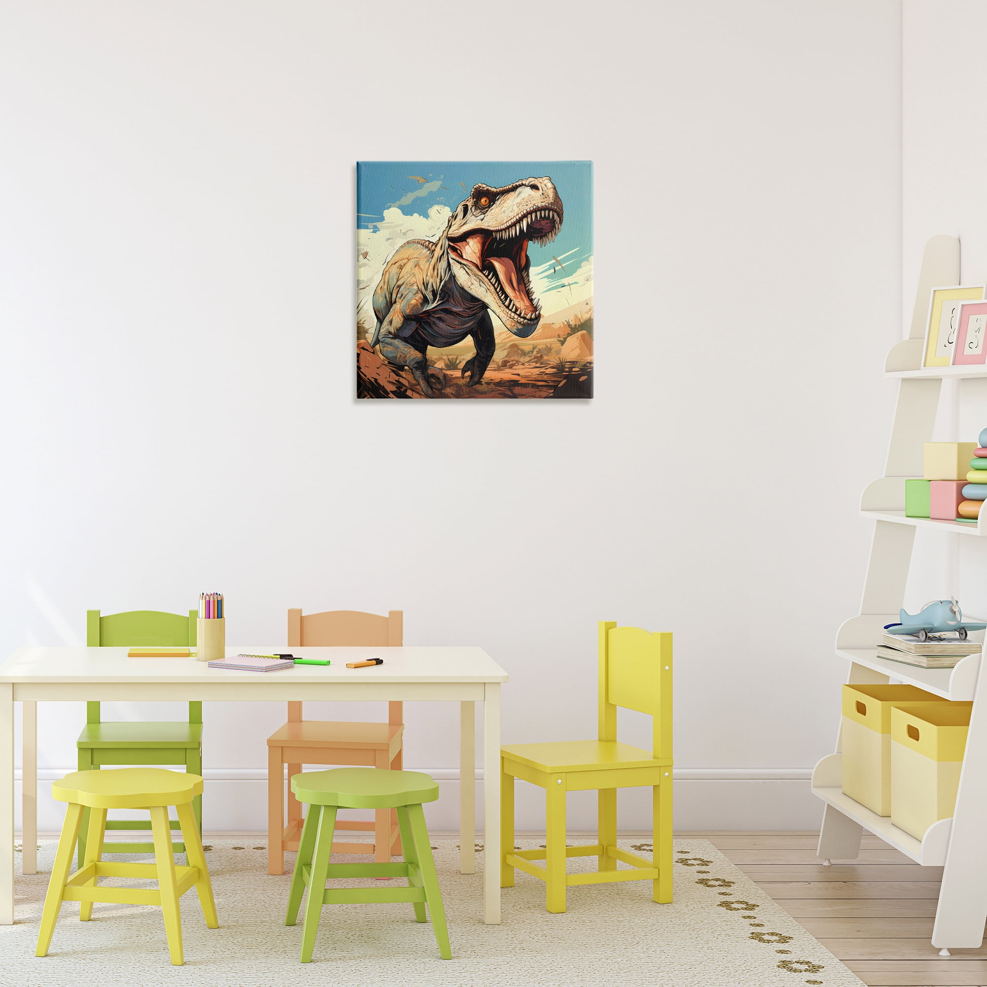 Stupell Industries Velociraptor Desert Sunset Canvas Wall Art, design by Creative Studio