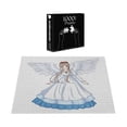 thumbnail image 5 of Anime Jigsaw Puzzle, Cartoon Illustration of Angel Wings and Flowers Japanese Manga Print, Heirloom-Quality Fun Activity for Family Durable Cardboard, 1000 pcs, White Blue, by Ambesonne, 5 of 5