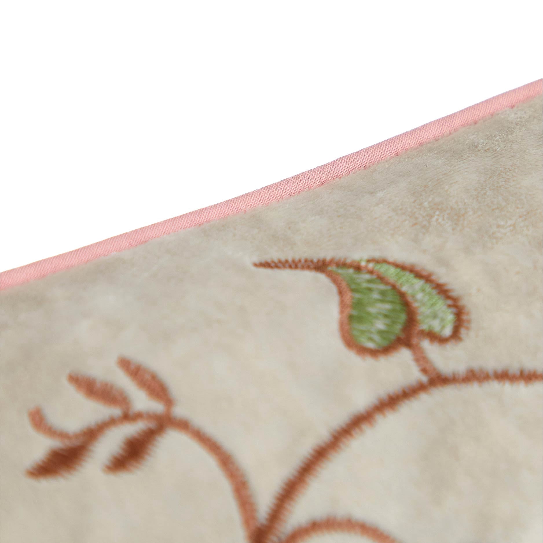 The Pioneer Woman Beige Velvet Embroidered Floral Decorative Lumbar Pillow, 14 in x 24 in