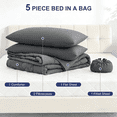 thumbnail image 3 of BDEUS Queen Comforter Set, 5 Pieces Comforter Set, Bed in a Bag, Bedding Set with Comforter, Fitted Sheet, Flat Sheet, Pillowcase, All Season, Dark Gray, 3 of 13
