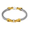 Arista Men's Franco Link Chain Dragon Bracelet in Gold Plated Solid Stainless Steel, 8.5"