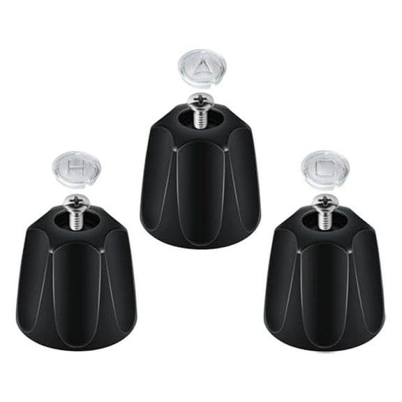 3-Piece Black Shower Knob Replacement Set Includes Hot/Cold/Diverter Shower Knob