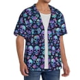 thumbnail image 2 of Kdxio Men's Hawaiian Shirt for Men Short Sleeve Shirt Skull purple flower Summer Casual Holiday Beach Button Down T-Shirts, 2 of 5