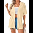 thumbnail image 1 of Cárdigan de Corta para Mujer, Cárdigan de Verano, Informal, Holgado, para Playa, con Dobladillo Curvo. Albaricoque XL, 1 of 7