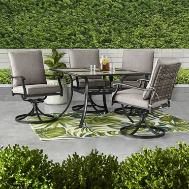 Better Homes & Gardens Elmdale Square Outdoor Dining Table, Black with Tile