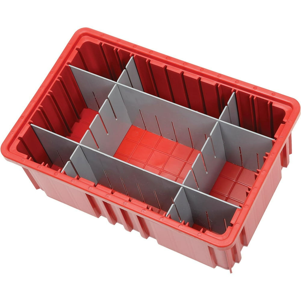 Plastic Dividable Grid Container, 161/2"L x 107/8"W x 6"H, Red, Lot