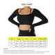 thumbnail image 5 of Mujer Yoga Top Mangas Largas Cuello Cuadrado Dobladillo Más Ancho Cintura Alta Diseño De La Punta De Los Dedos Ropa Deportiva De Secado Rápido Negro S, 5 of 5