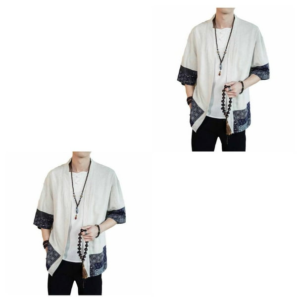 Sonducket Kimono tradicional japonés para hombre, chaquetas, ropa de disfraz, cárdigan informal ligero, prendas de vestir para hombre, camisa Type1 NO1