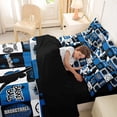 thumbnail image 4 of Castle Fairy Basketball Gamer Collage Queen Bedding 7pcs, Sport Geometric Grid Bedding Comforter Set Queen, Black Navy Blue,Black Reversible, 4 of 7