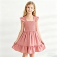 Girls Smocked Ruffle Dress, Square Neck Sleeveless Sundress, Summer A ...
