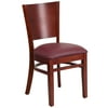 Flash Furniture Lacey Series Solid Back Mahogany Wood Restaurant Chair - Burgundy Vinyl Seat