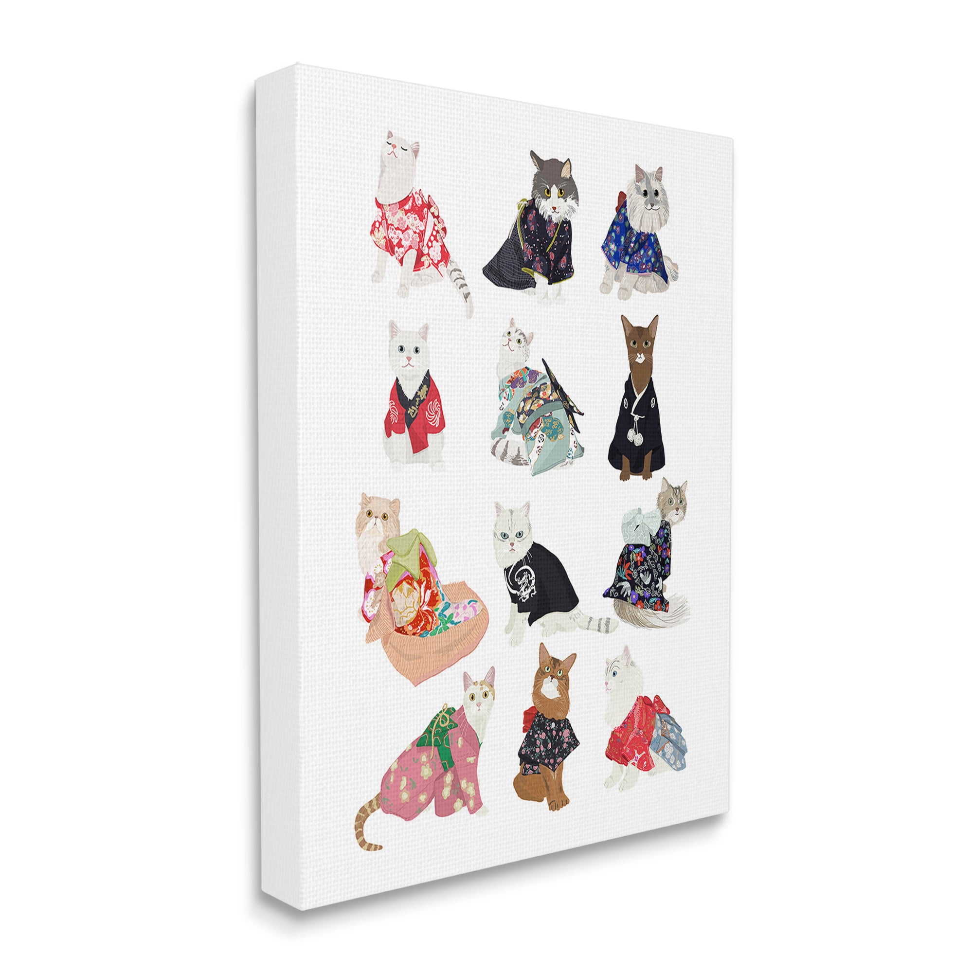 Stupell Industries Cats in Traditional Kimono Animals & Insects Painting Gallery Wrapped Canvas Art Print Wall Art, 24 x 30