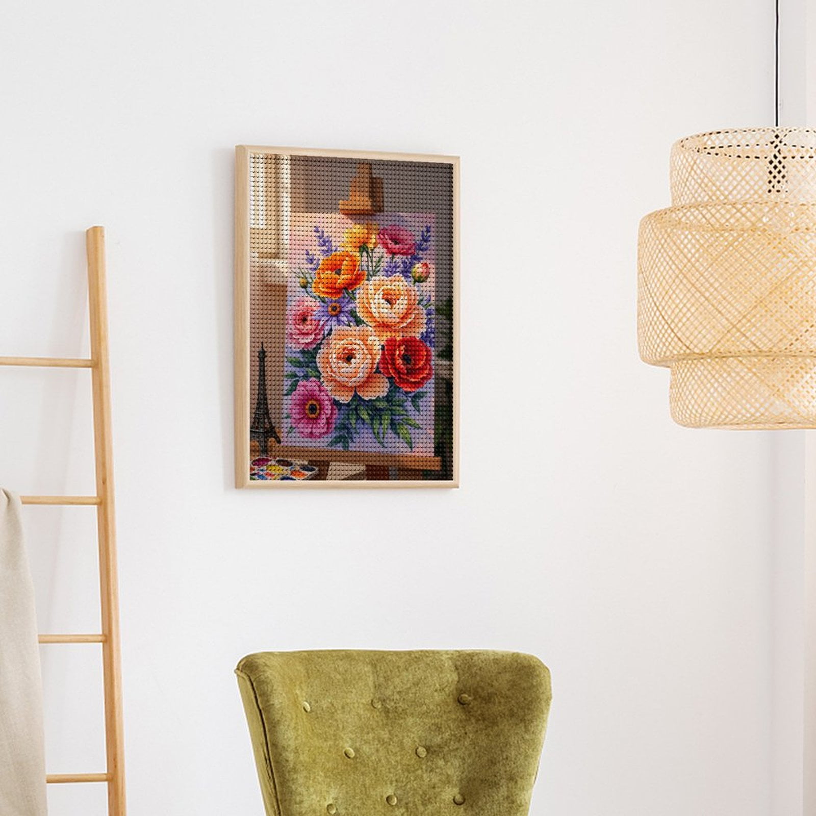 Diamond Art Kit for Adults, Flowers Painting Bright Art Canvas Diamond Painting for Adults Beginners, 5D DIY Diamond Art Painting Kits, Colorful Diamond Painting Craft for Home Decor 12x16